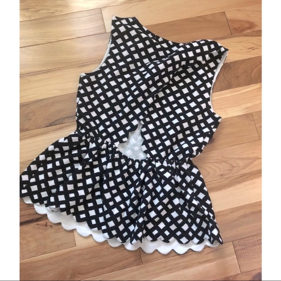 Anthropologie Black & White Peplum Top - Picture 2 of 8